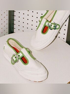 Lisa Says Gah x Vans Canvas Mary Jane Sneakers with Green Trim